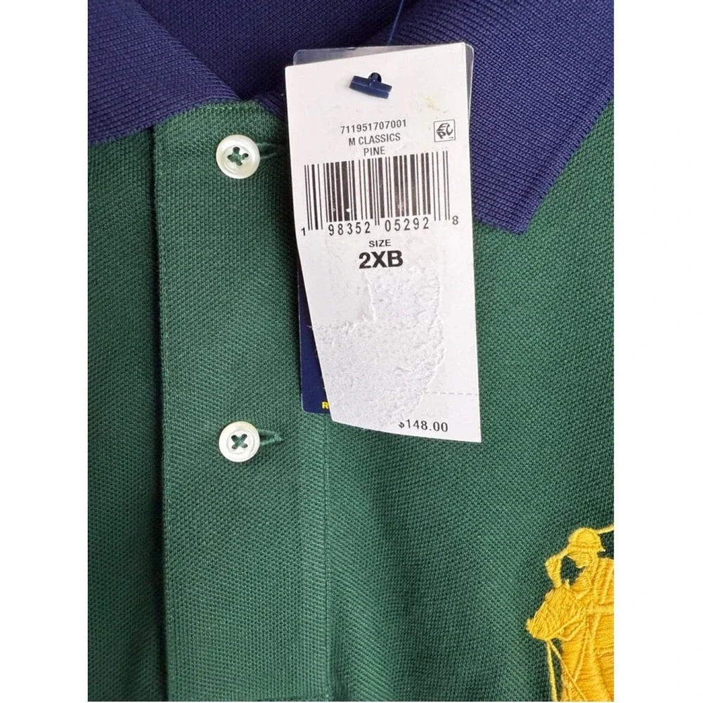 Polo‎ Ralph Lauren Mens 2XLB Color Block Big Pony Short Sleeve Polo Shirt NWT